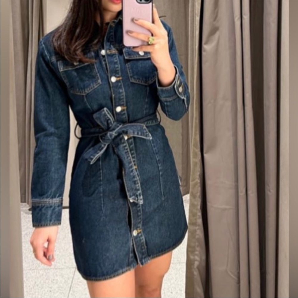 ZARA DENIM MINI DRESS